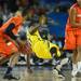 Michigan junior Tim Hardaway Jr. draws a foul in the last minutes of their Final Four game at the Georgia Dome in Atlanta on Saturday, April 6, 2013. Melanie Maxwell I AnnArbor.com